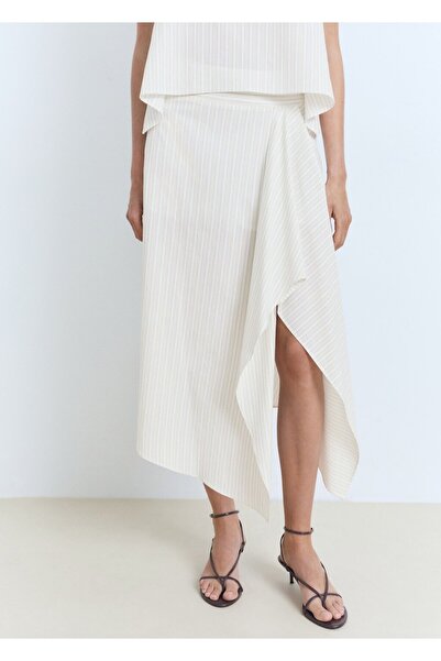 MANGO Woman Çizgili asimetrik etek