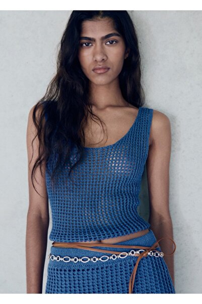 MANGO Woman Triko crop bluz