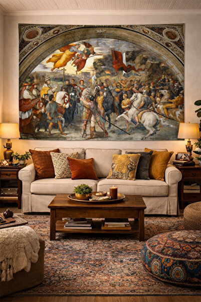 Vendini Büyük Leo ve Attila'nın Buluşması Tablosu Duvar Halısı Duvar Örtüsü