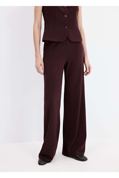 MANGO Woman Düşük belli düz kesim kumaş pantolon