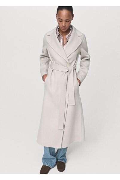 MANGO Woman El yapımı yün kemerli palto