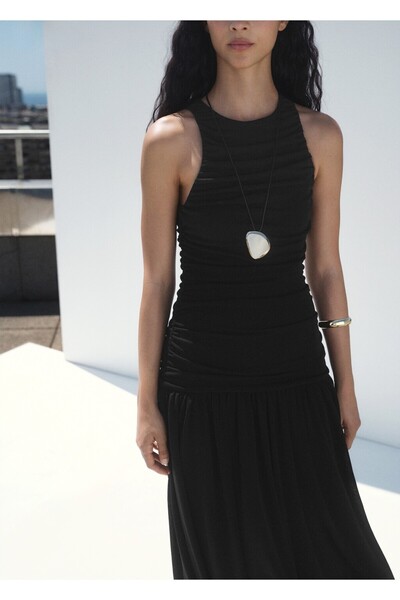 MANGO Woman Büzgülü midi elbise