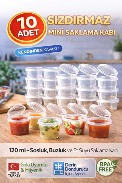 OPTİMEX 10 Adet 120 ml Sızdırmaz Mini Saklama Kabı – Sosluk & Buzluk Kapları,...