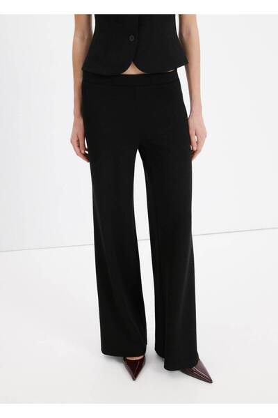 MANGO Woman Düşük belli düz kesim kumaş pantolon