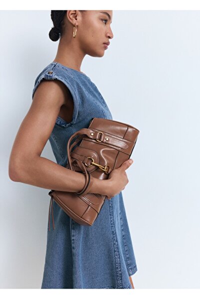 MANGO Woman Dikiş detaylı denim elbise