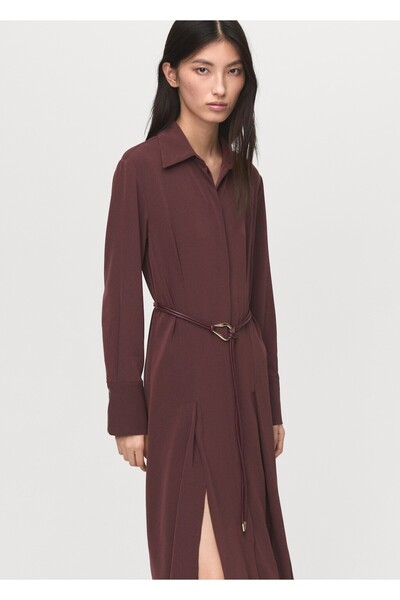 MANGO Woman Kemerli gömlek elbise