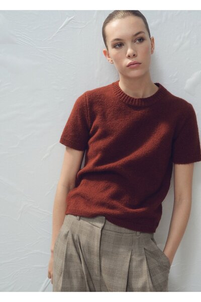 MANGO Woman Kısa kollu triko tişört