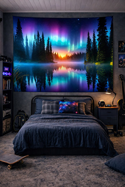 Vendini Kuzey Işıkları Duvar Halısı Duvar Örtüsü Wall Tapestry