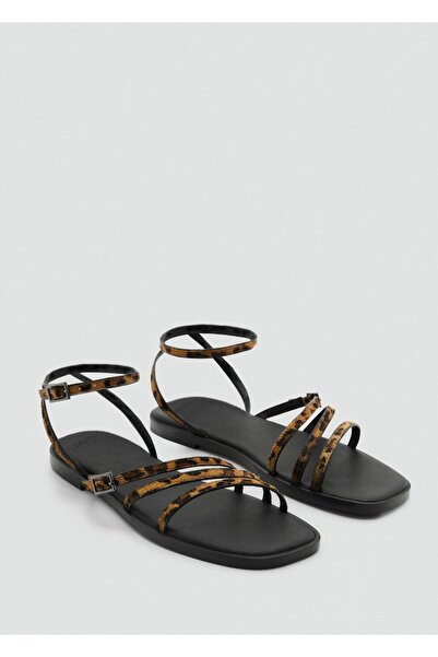 Mango Teen Hayvan desenli şeritli sandalet