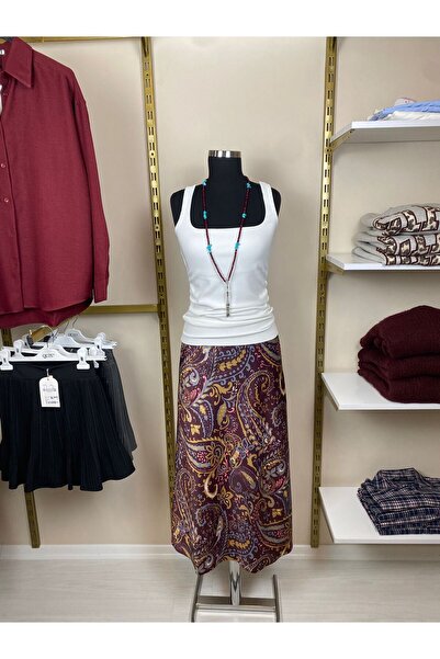 Flow Satin Printed Long Skirt