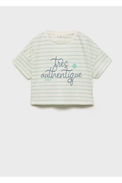 MANGO Kids Gestreiftes T-Shirt mit Aufnähern