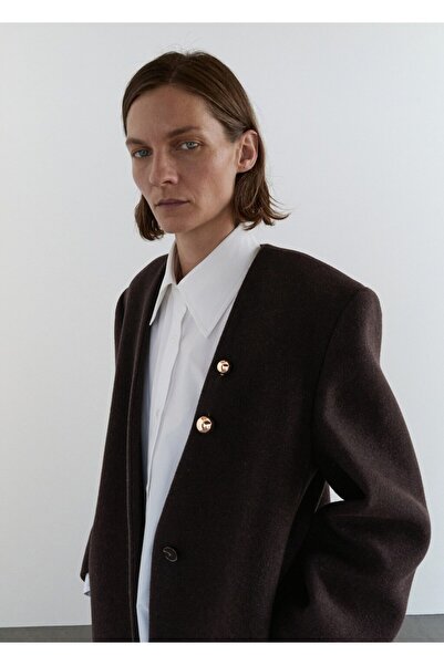 MANGO Woman Uzun yün palto