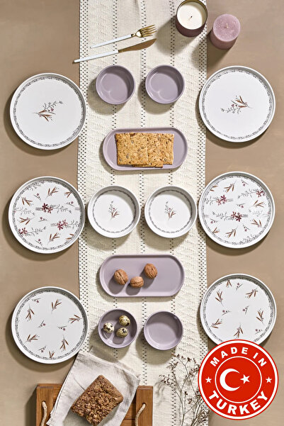 Kitchen Life طقم إفطار فاخر مكون من 14 قطعة لستة أشخاص - طقم تقديم إفطار فاخر