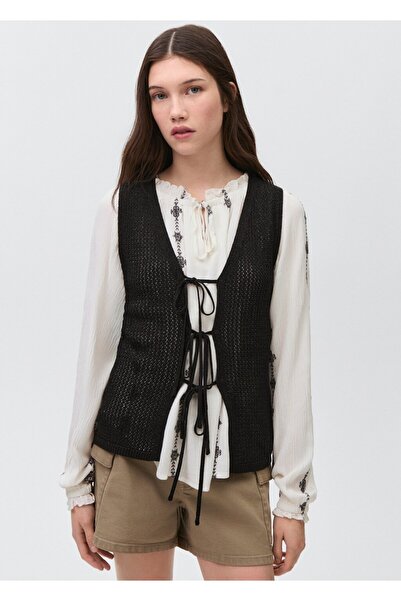Mango Teen Ajur örgü yelek