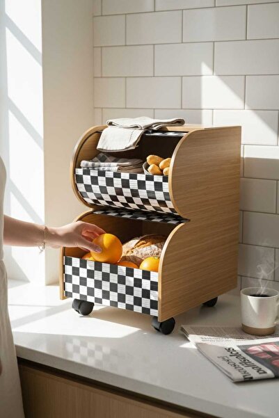 kmskumsar 2'Katlı Sürgülü Kapaklı Ahşap Sebzelik