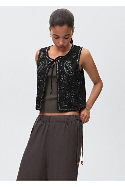 Mango Teen Boncuk işlemeli yelek