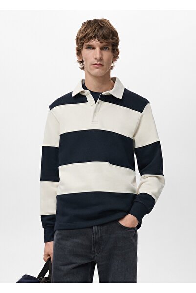 MANGO Man Çizgili polo sweatshirt