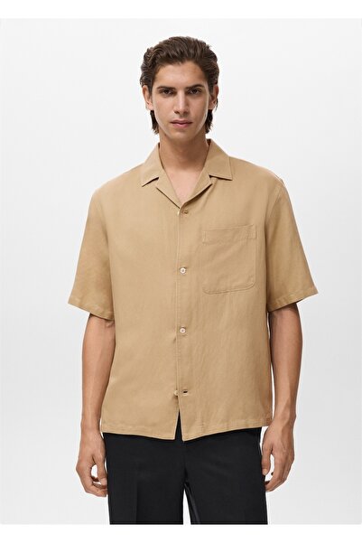 MANGO Man Regular kesim keten karışımlı gömlek