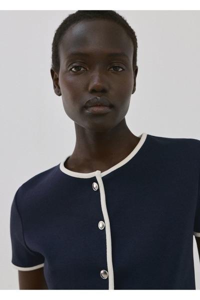 MANGO Woman Düğmeli koton tişört