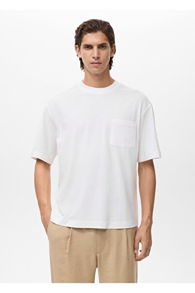 MANGO Man %100 pamuk boxy fit cepli tişört