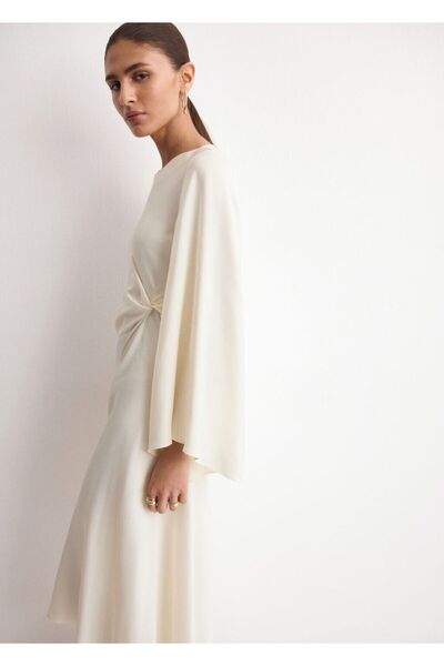 MANGO Woman Asimetrik yaka evaze elbise