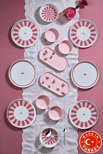 Kitchen Life طقم إفطار فاخر مكون من 14 قطعة بتصميم طيور جميلة لستة أشخاص - طب...