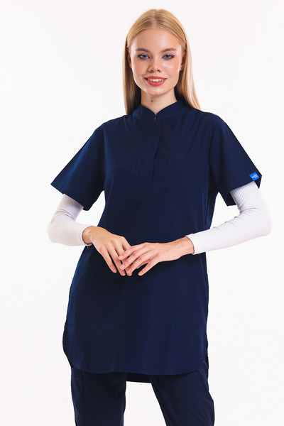 Wio Uniform Melin - Kadın Likralı Lacivert Doktor Hemşire Cerrahi Tesettür Ün...