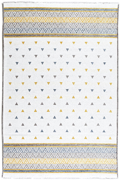 MYHOME HALI Nordi 11547-z Iskandinav Yıkanabilir Salon Mutfak Yolluk Mavi Sar...