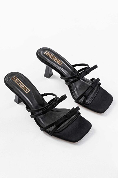 NiceDiffer Дамски чехли и сандали с панделка, 6 см ток