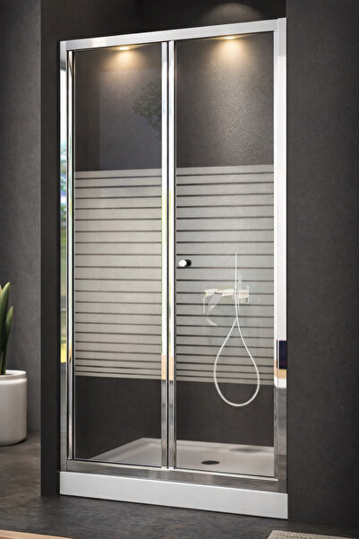 Durul Duşakabin Ön Cephe Katlanır Akordiyon Kapı Çizgili Cam Yükseklik 190 Cm