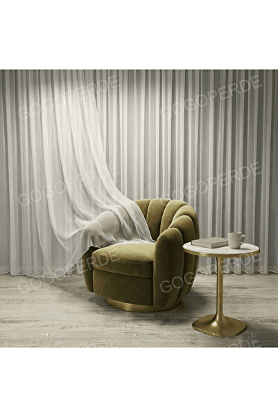 GOGOPERDE Petek Zemin Düz Modern Tül Perde 1/3 Sık Pileli Tül Perde Ütüistemeyen