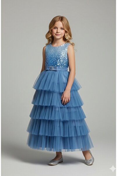 kent of kıds Κοριτσίστικο βραδινό φόρεμα με παγιέτες, λαμπερό, με στρώσεις απ...