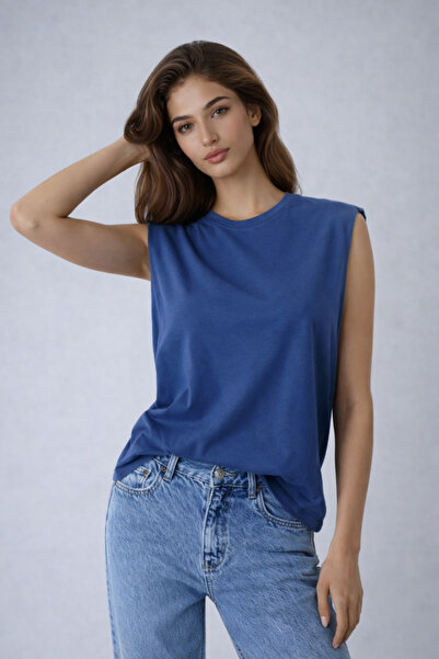 poupee Γυναικεία μπλούζα με επένδυση αμάνικη χτενισμένη βαμβακερή, αμάνικη μπ...