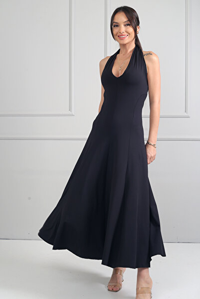 By Saygı Women's Halter Neck Stretch Fabric 8 Piece Dress