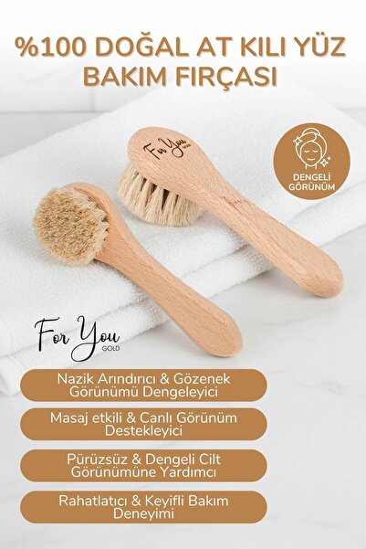 For You Gold Yaşlanma Ve Kırışıklık Karşıtı %100 Doğal At Kılı Yüz Fırçası - ...