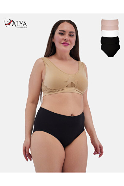 ALYA UNDERWEAR Γυναικεία εσώρουχα Battal 5 Pack, Ψηλόμεση - 2 τμχ Μαύρο, 1 τμ...