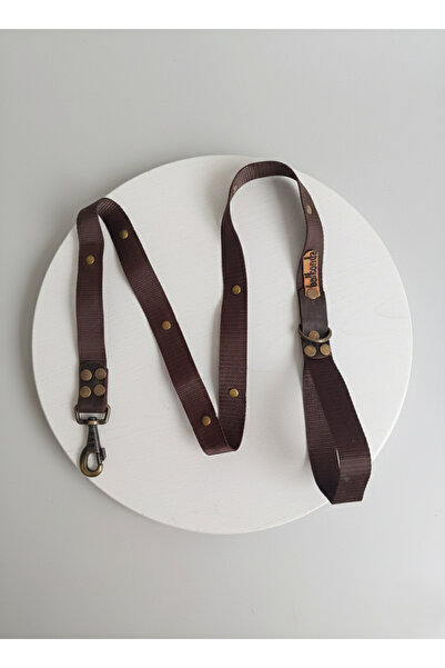 balkonda حزام مشي للكلاب بعرض 2.5 سم، حبل بلون واحد، لون بني غامق