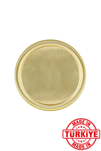 FARİKA صينية معدنية مصبوبة ذهبية اللون تتسع لستة أشخاص، قطرها 42 سم (صنع في ت...