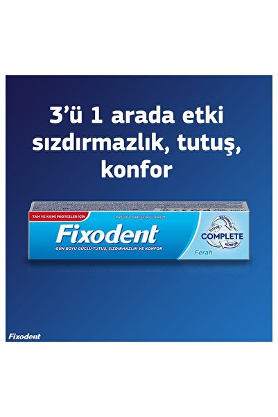 Fixodent Complete Ferah Diş Protez Yapıştırıcı Krem 47gr x 3 Adet