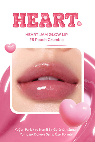 PERIPERA Yoğun Nemlendirici, Parlak Bitişli Balm PERIPERA Heart Jam Glow Lip (8 Peach Crumble)(Lucky Lottery)