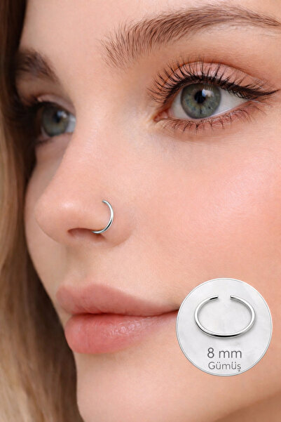 Sacce Scarves&Accessories 8 Mm 316 L Çelik Düz Halka Model Hızma Gümüş Renk