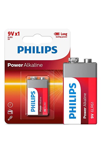 Philips 6LR61-P1B 9 Volt Power Alkalin Pil (Tekli)