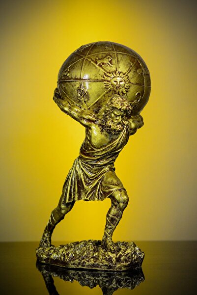 Narçiçeği Takı ve Hediyelik Eşya Yunan Tanrısı Atlas Büyük Boy Gold Heykel