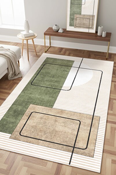 West Home Цифров печат, измиваем, с неплъзгаща основа, устойчив на петна, беж...