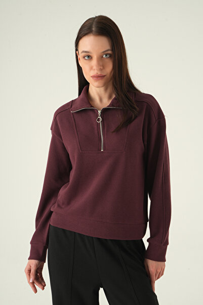 Rays Zipper Detail Sweater Plum 3065A
