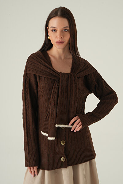 Rays Buttoned Knitted Cardigan Brown 2470