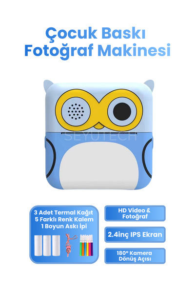 SEYUTECH Çocuk Kamerası Dijital HD Video Kayıt ve Fotoğraf Termal Resim Kağıt...