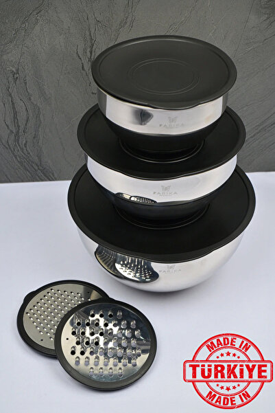 FARİKA 9 Piece Stainless Steel Mixing Bowl With Grater (Made in Turkey)