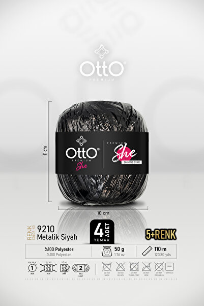 Otto Premium She Metallic Raffia - Μαύρο - Συσκευασία 4 τεμαχίων - 1mm/ 50gr/...
