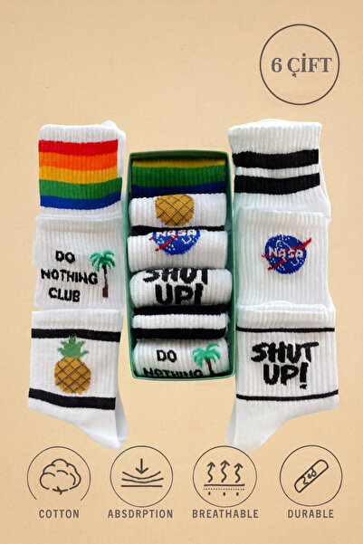 Esinti 6 пар жіночих та чоловічих бавовняних кольорових шкарпеток з візерунко...